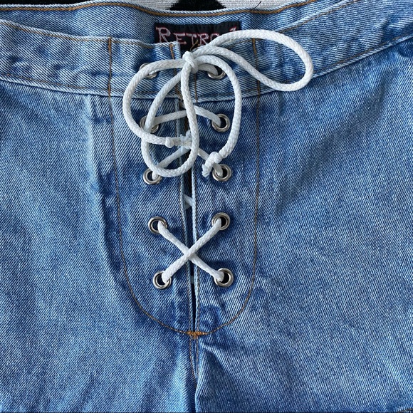 Vintage 1990s Retro 1 Lace Up Jean Shorts Size 5 Y2K - Picture 4 of 6